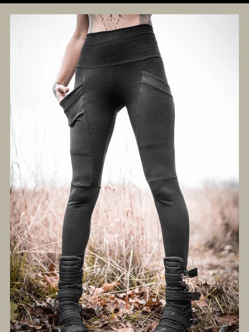 Crossfox lightweight Lucien Pocket Leggings - Medium, tan/brown/black, ooak - Picture 5 of 14